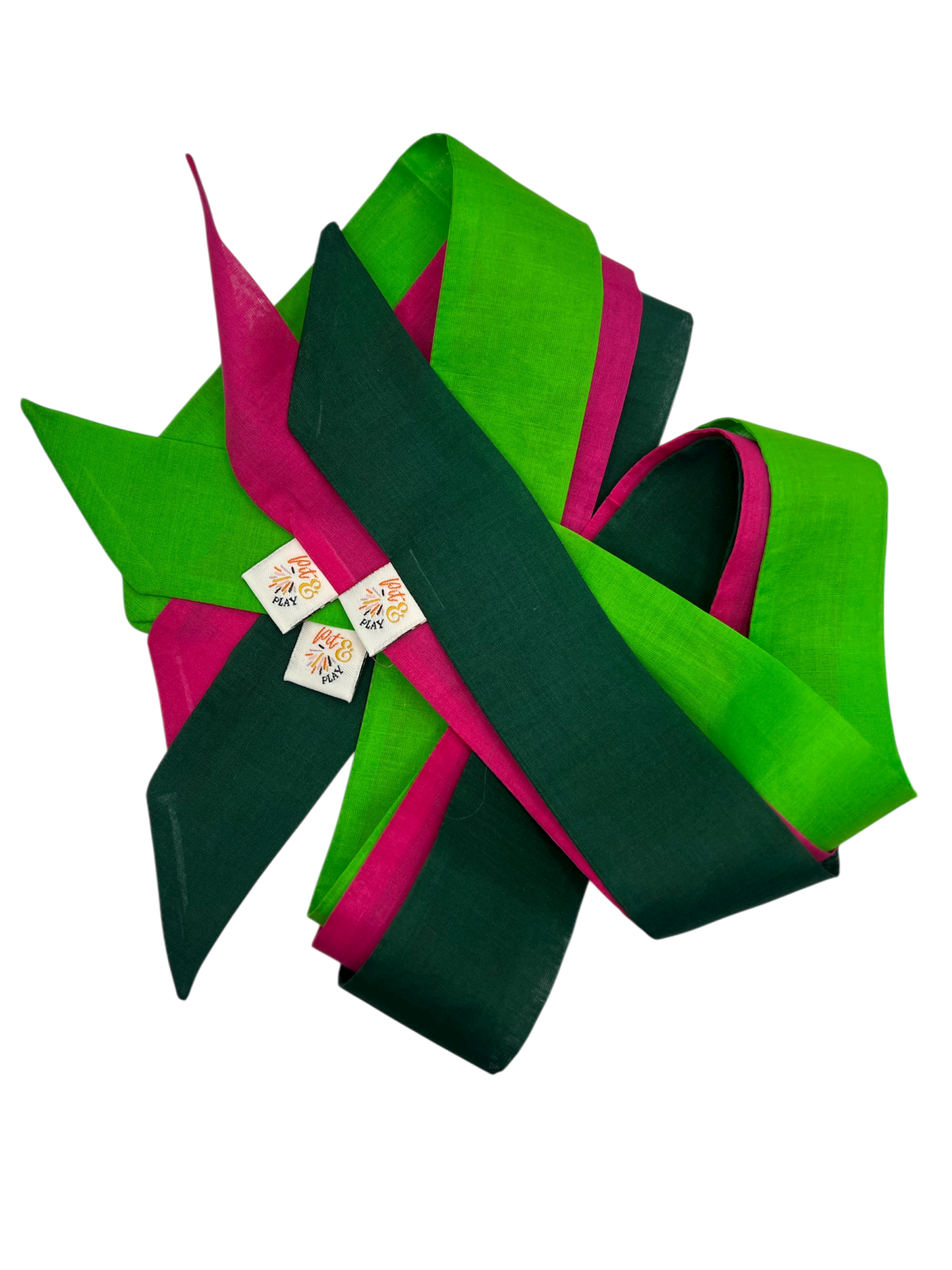 Speellinten katoen - Fuchsia roze, donker groen, fel groen