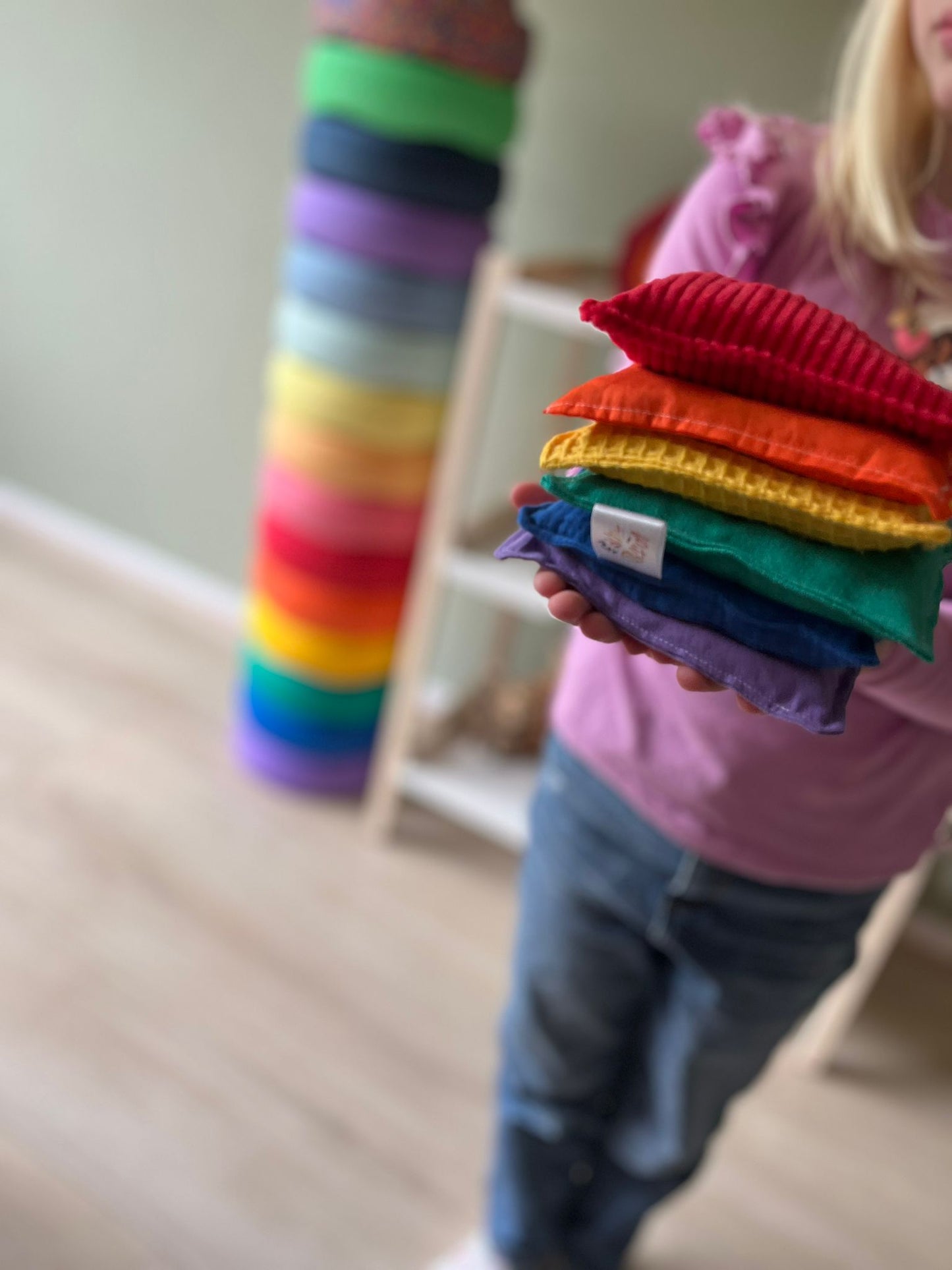 Regenboog pittenzakjes Stapelstein