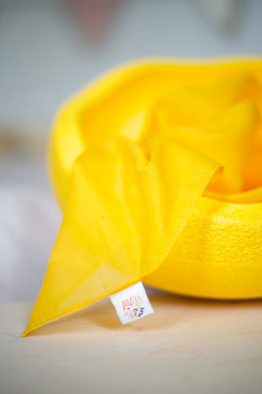 Speeldoek Geel Regenboog - Large 75x75 - Speelkatoen - Pit and play