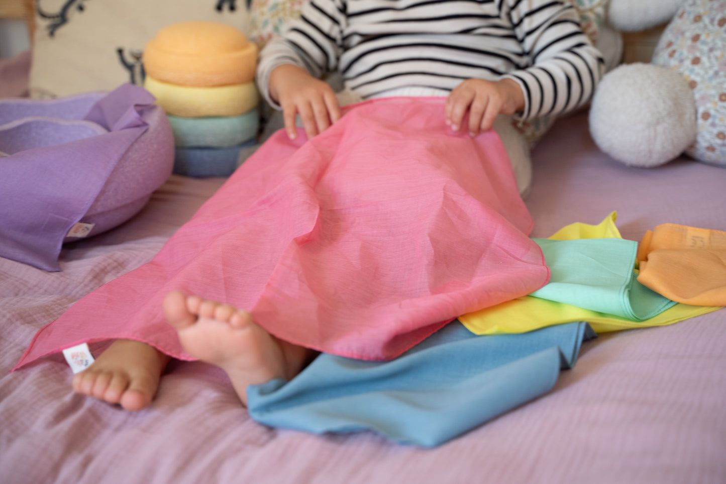 Speeldoek paars lila Pastel - Large 75x75cm - Playcotton - Pit and play