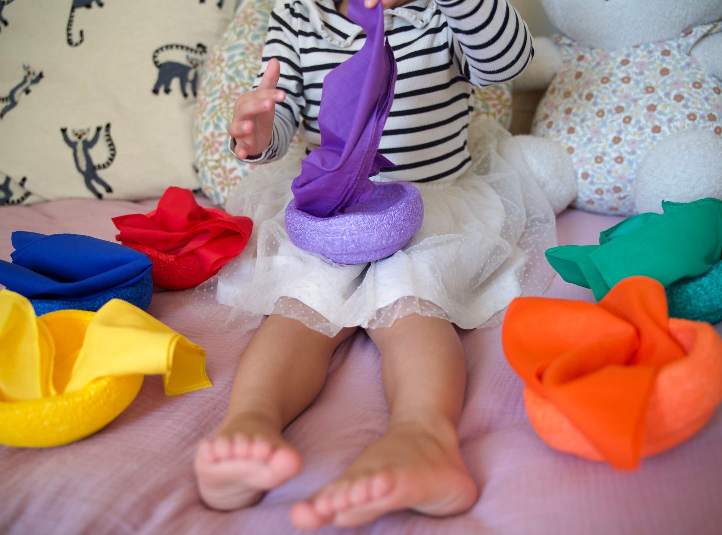 Speeldoeken regenboog set - Large - 6 stuks - Pit and play