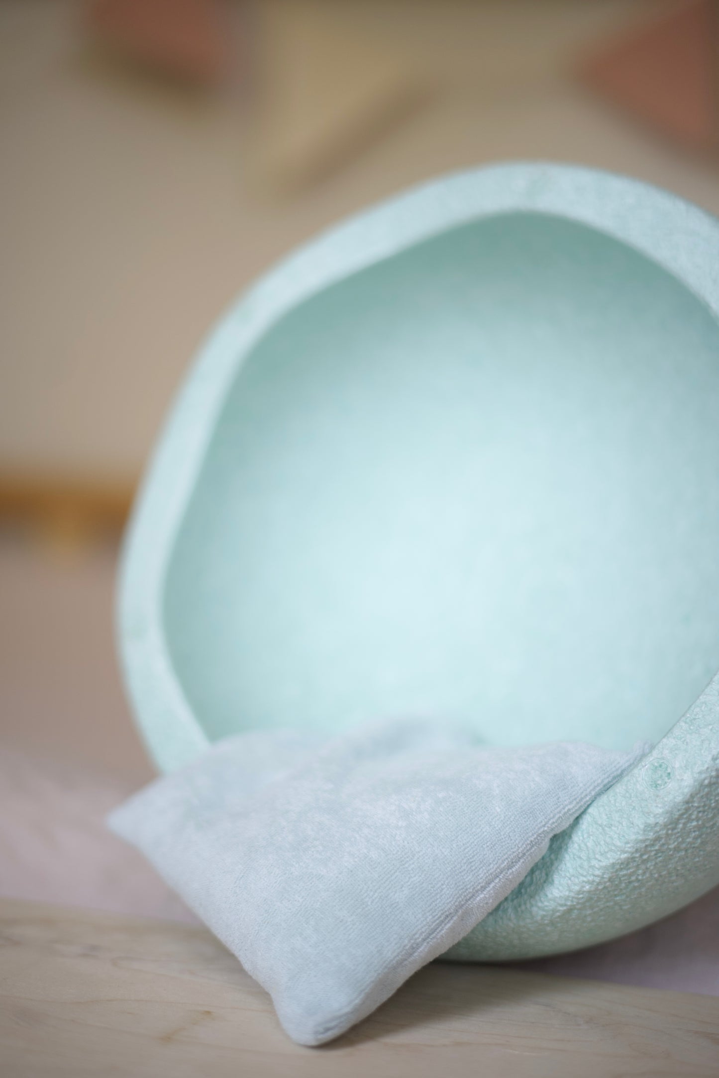Mint blauw pittenzakje Stapelstein speelgoed