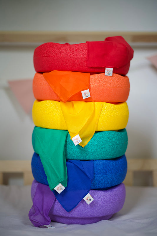Speeldoek Geel Regenboog - Large 75x75 - Speelkatoen - Pit and play