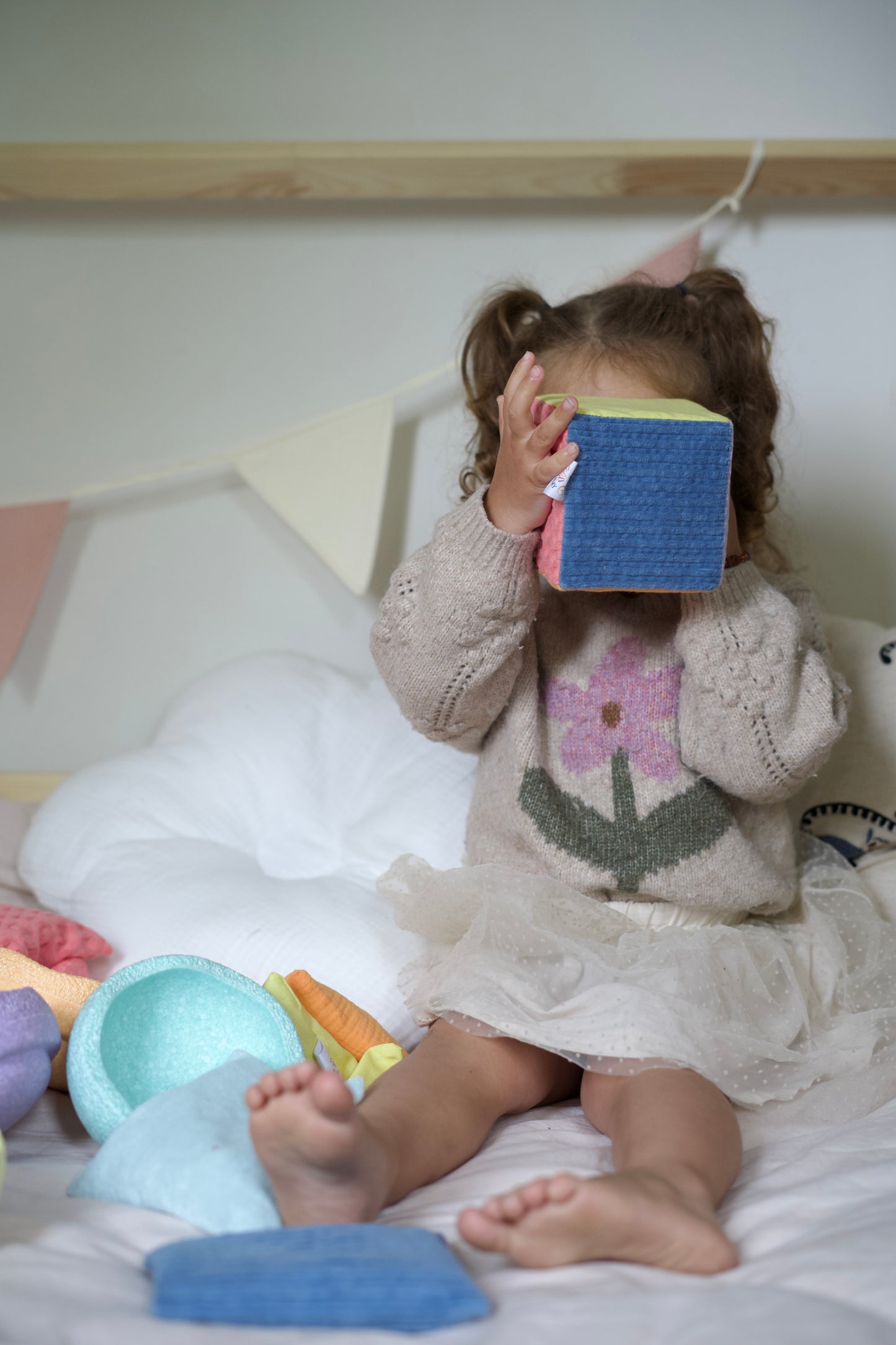 Pastel blauw pittenzakje Stapelstein - Pit and play