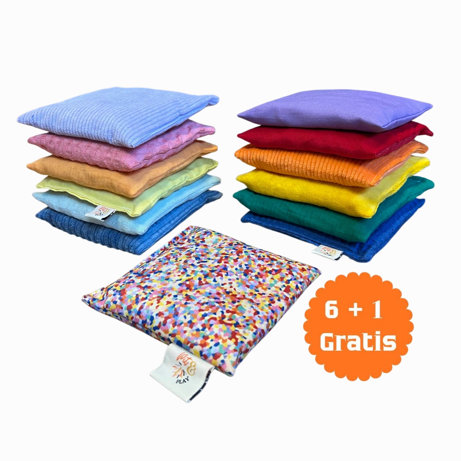Gratis pittenzakje regenboog en pastel Stapelstein pit and Play