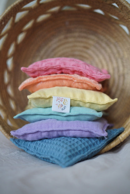 Pastel sensorische pittenzakjes - Stapelstein speelgoed