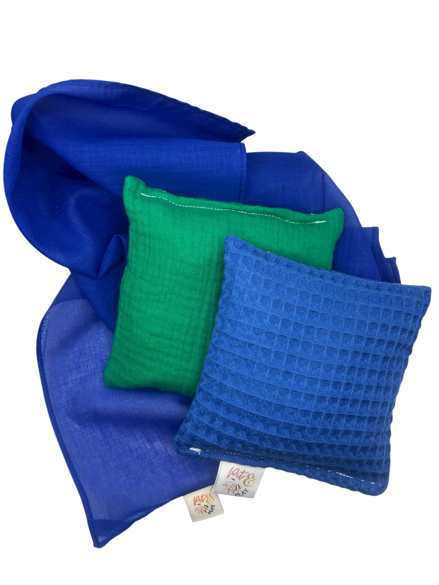 2 pittenzakjes en blauwe playcotton