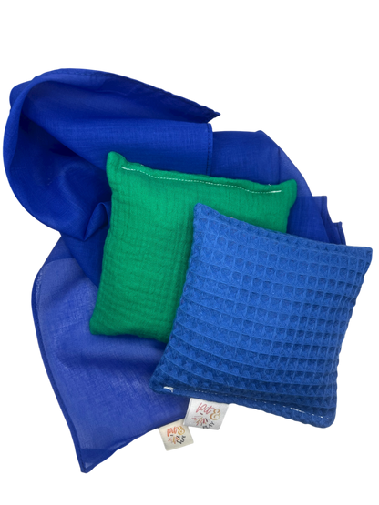 2 pittenzakjes en blauwe playcotton