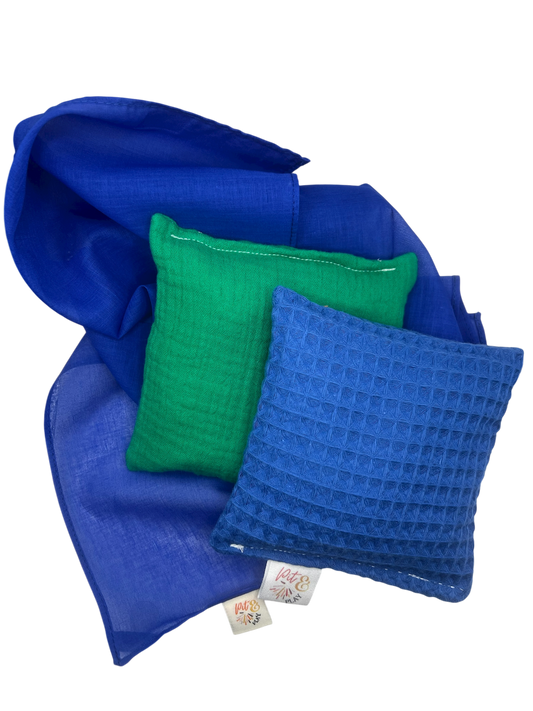 2 pittenzakjes en blauwe playcotton