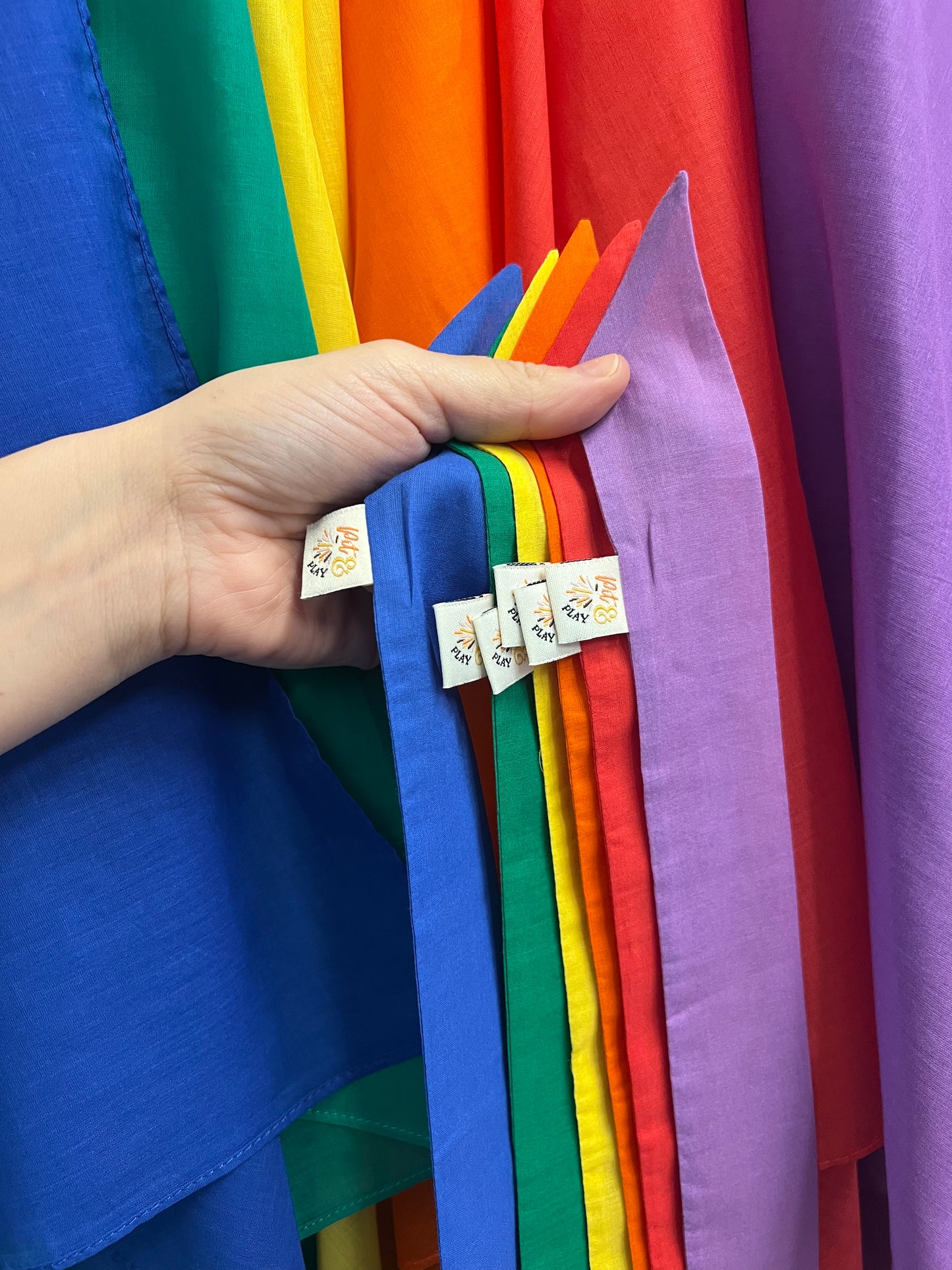 Binnenkort weer op voorraad; Speellinten katoen regenboog kleuren 6 stuks