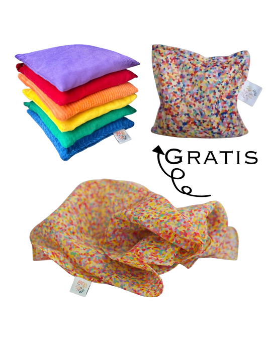 Regenboog speelgoed cadeau pakket met GRATIS super confetti pittenzakje