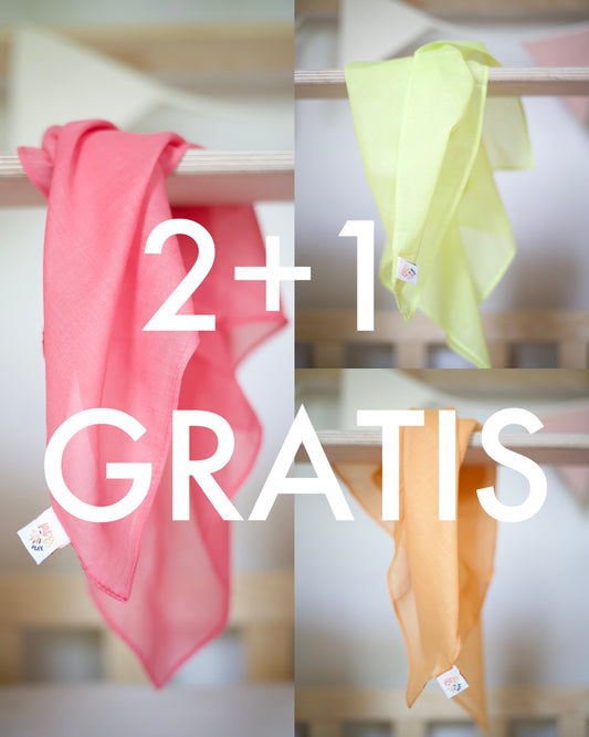 Large playcotton 2+1 gratis Pastel roze, oranje & geel