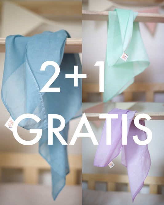Large playcotton 2+1 gratis Pastel blauw, groen & paars