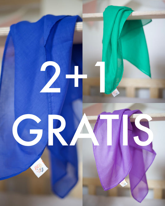 Large playcotton 2+1 gratis Regenboog blauw, groen & paars