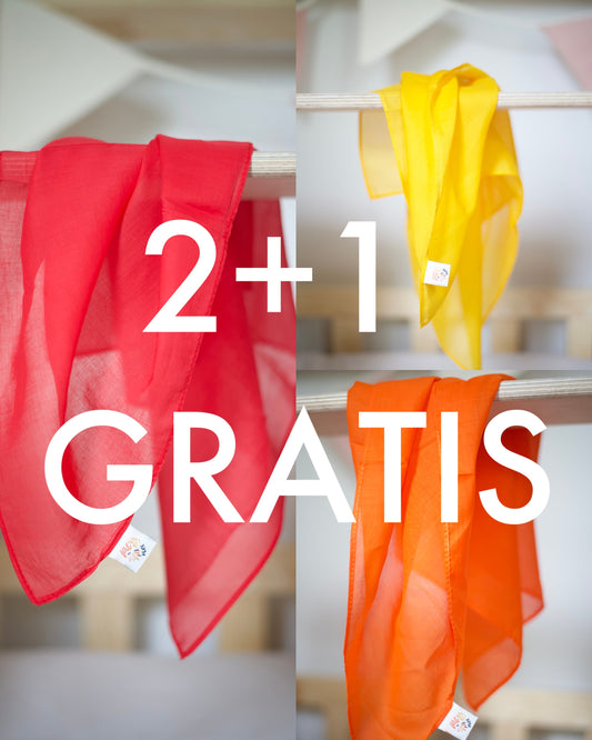 Large playcotton 2+1 gratis Regenboog rood, oranje & geel