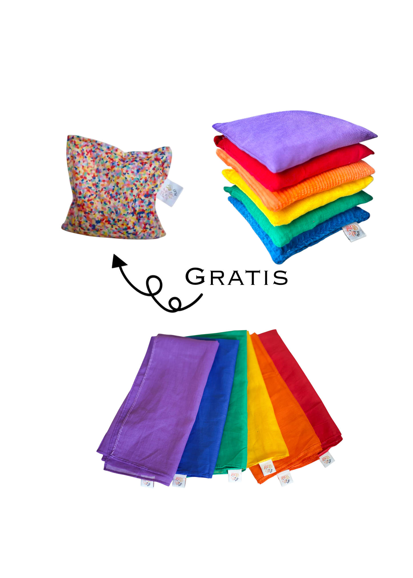 Regenboog speelgoed cadeau pakket met GRATIS super confetti pittenzakje