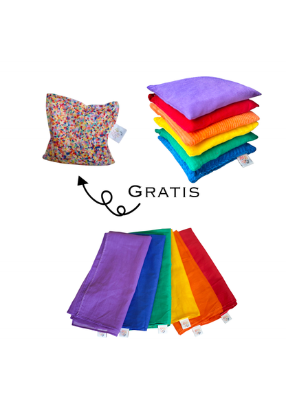 Regenboog speelgoed cadeau pakket met GRATIS super confetti pittenzakje