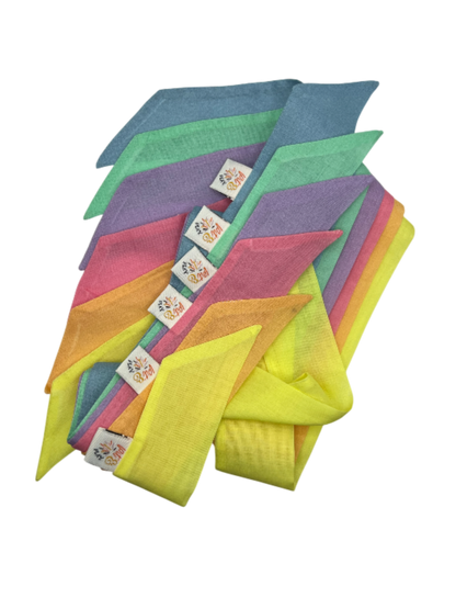 Cotton play ribbons, pastel colors, 6 pieces