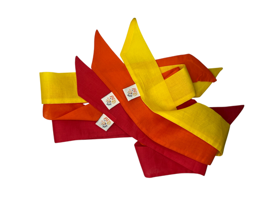 Speellinten katoen regenboog - Rood, oranje, geel