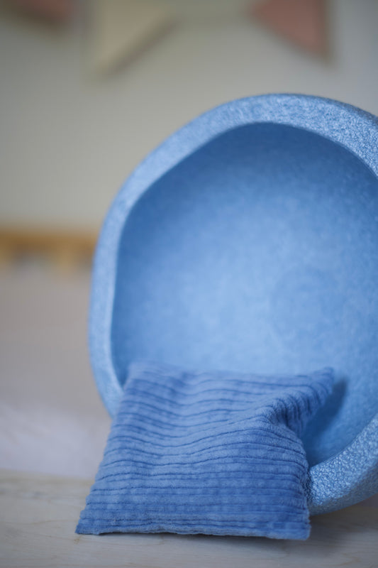 Pastel blauw pittenzakje Stapelstein