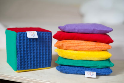 Regenboog pittenzakjes + dobbelsteen pakket